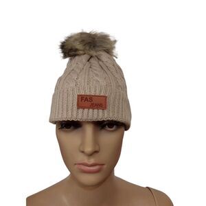 𝅺FAS Jean Pom Pom On Top Osfa Kids Tan Acrylic